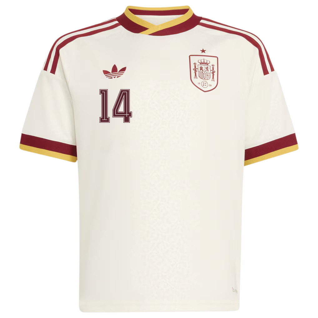 Alejandro Balde 14 Spain National Team 2026 Youth Away Jersey - White - Jersey Teams