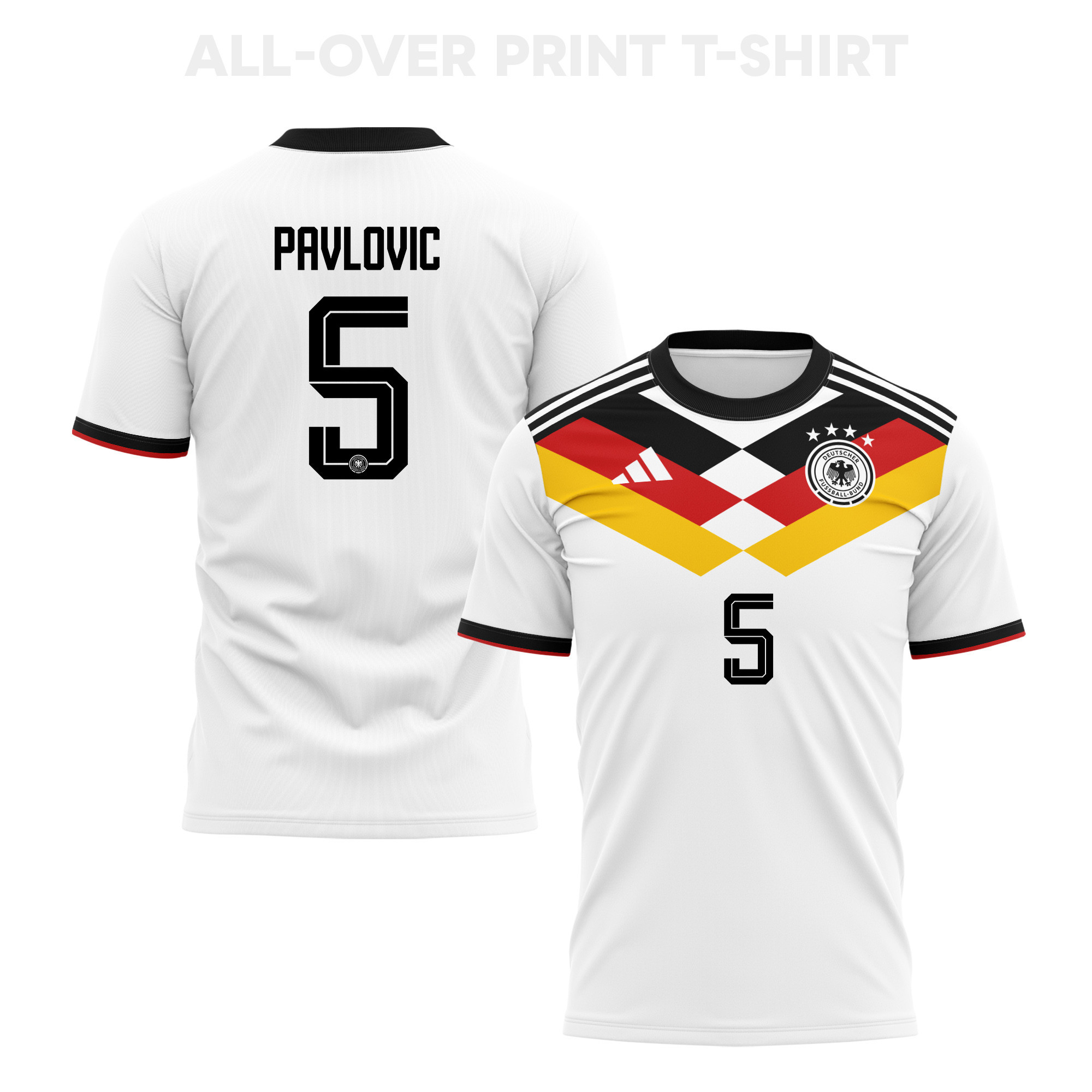 Aleksandar Pavlović 5 Germany 2026 Home 3D T-Shirt Fully Printed – Unisex, White - Jersey Teams
