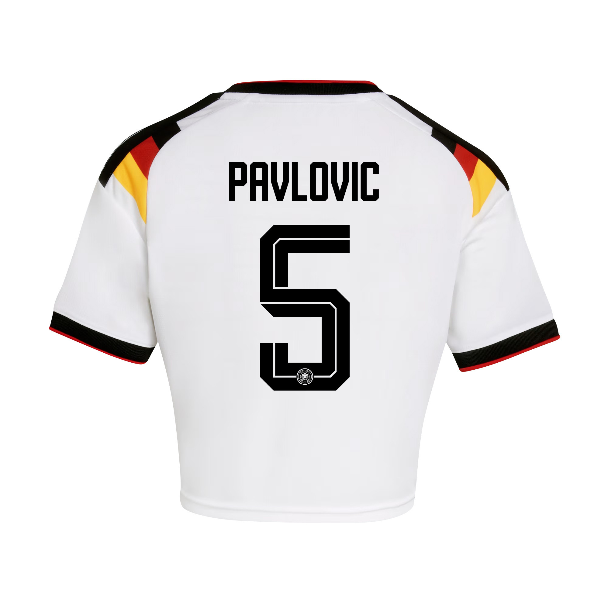 Aleksandar Pavlović 5 Germany 2026 Home Women’s Cropped Jersey - White - Jersey Teams