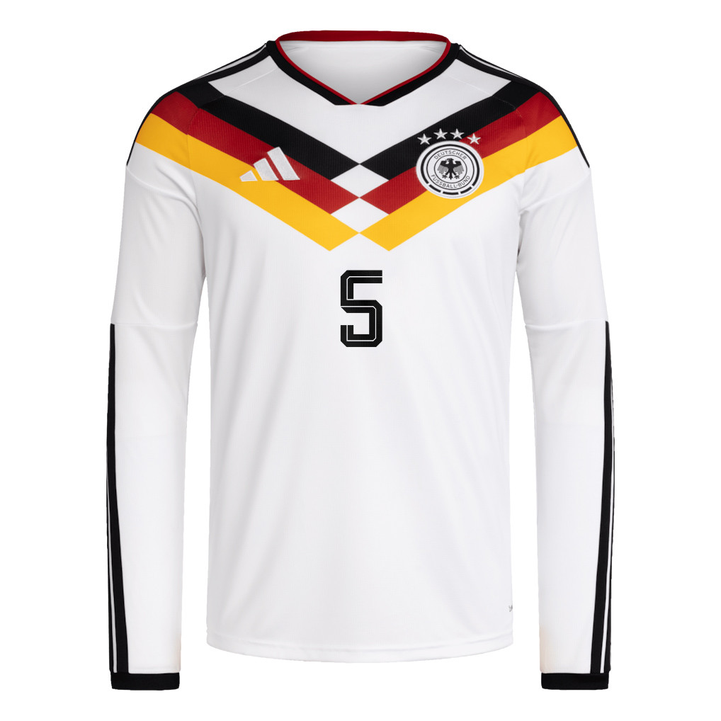 Aleksandar Pavlovic 5 Germany National Team 2026 Home Long Sleeve Jersey - White - Jersey Teams