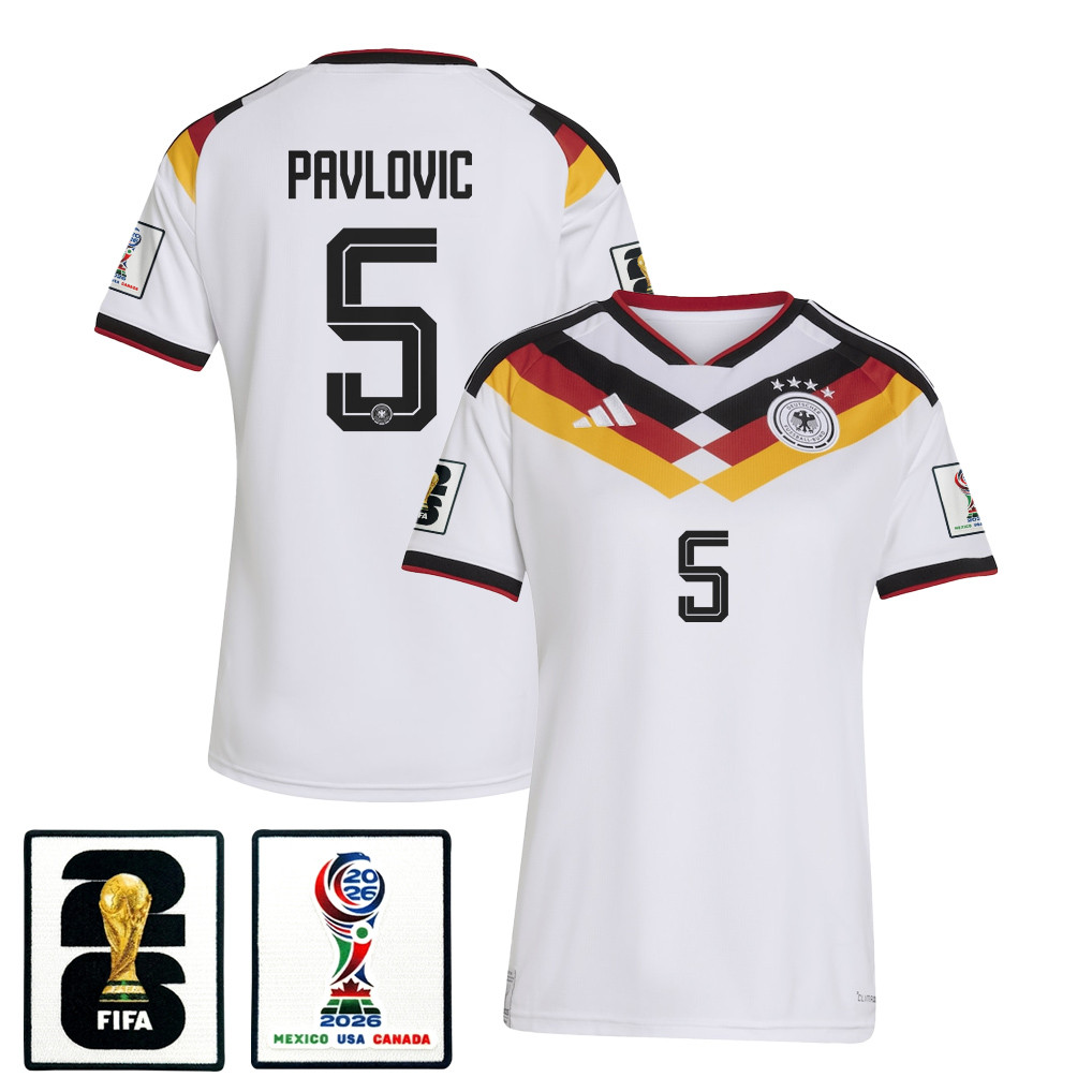 Aleksandar Pavlovic 5 Women’s Germany National Team 2026 Home Jersey – White – Jersey Teams