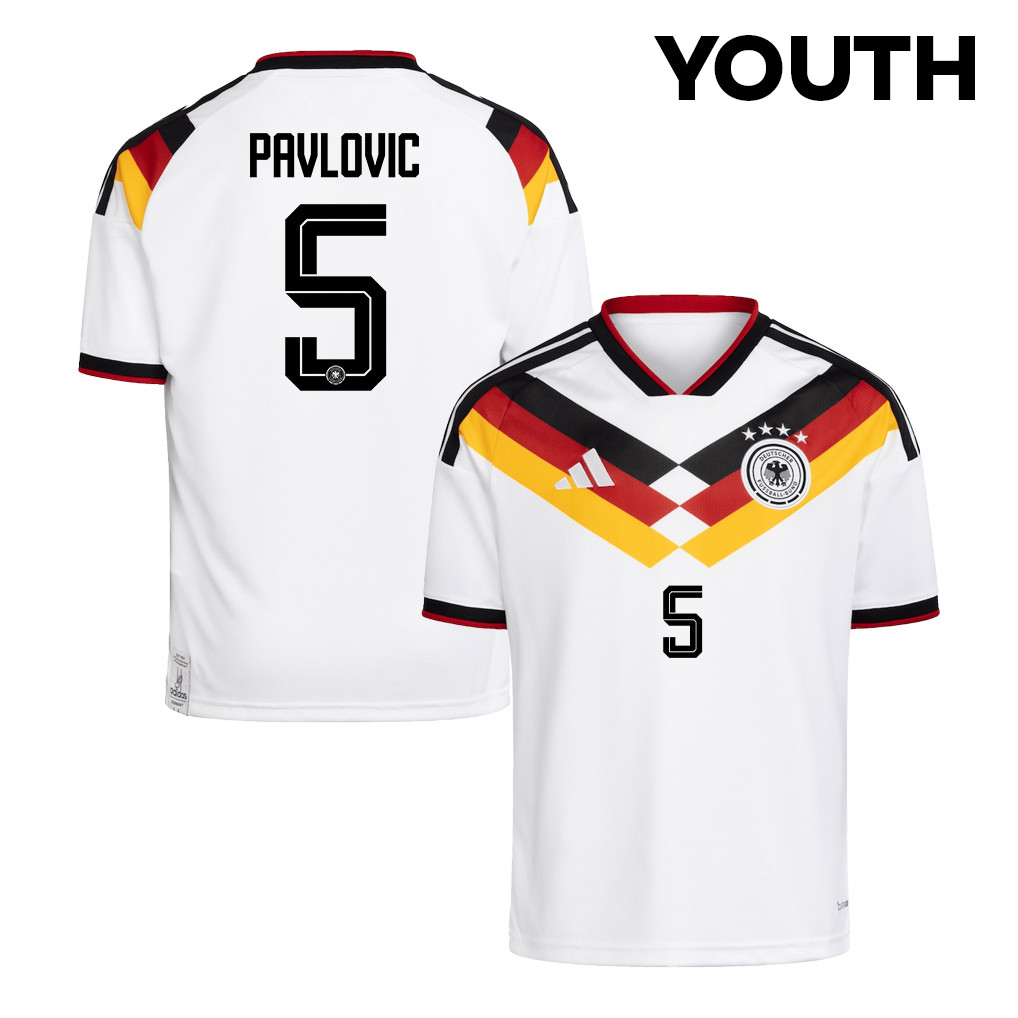 Aleksandar Pavlovic 5 Youth Germany National Team 2026 Home Jersey - White - Jersey Teams