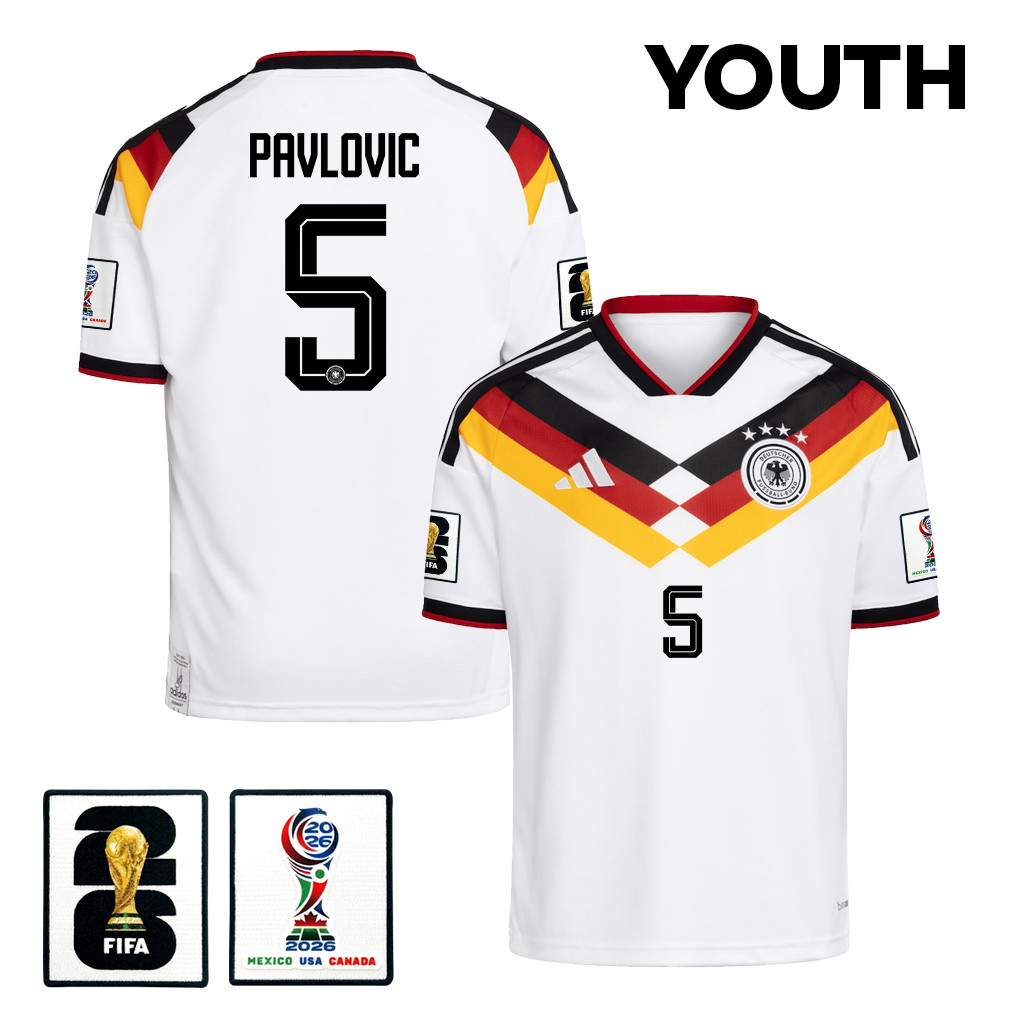 Aleksandar Pavlovic 5 Youth Germany National Team 2026 Home Jersey – White – Jersey Teams