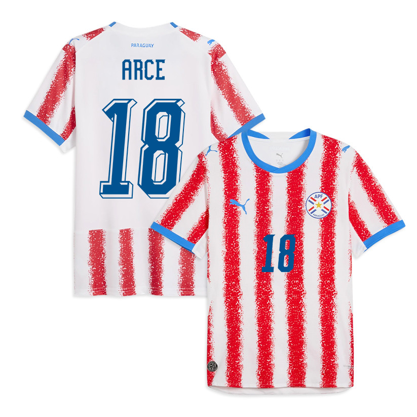 Alex Arce 18 Paraguay National Team 2026 Home Jersey - White/Red, Men - Jersey Teams