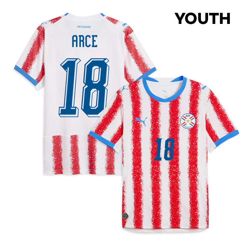 Alex Arce 18 Youth Paraguay National Team 2026 Home Jersey - White/Red - Jersey Teams