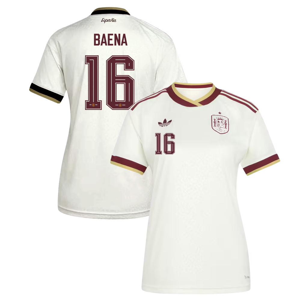 Alex Baena 16 Women's Spain National Team 2026 Away Jersey - White - Jersey Teams