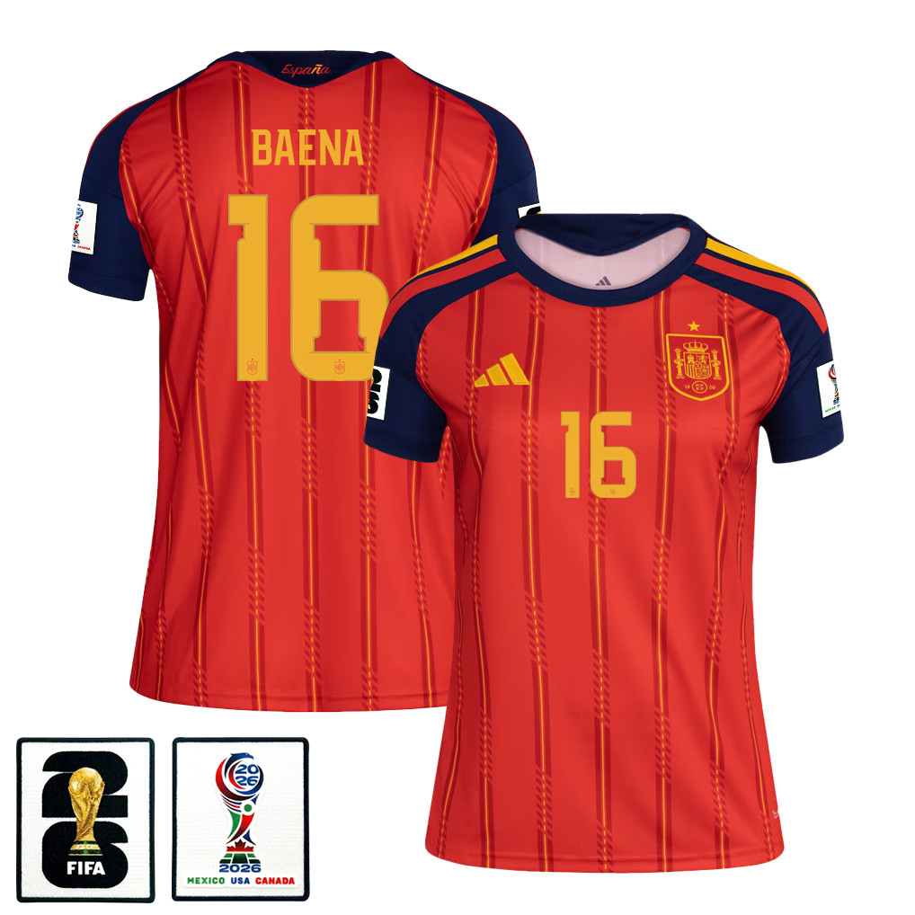 Alex Baena 16 Women’s Spain National Team 2026 Home Jersey – Red – Jersey Teams