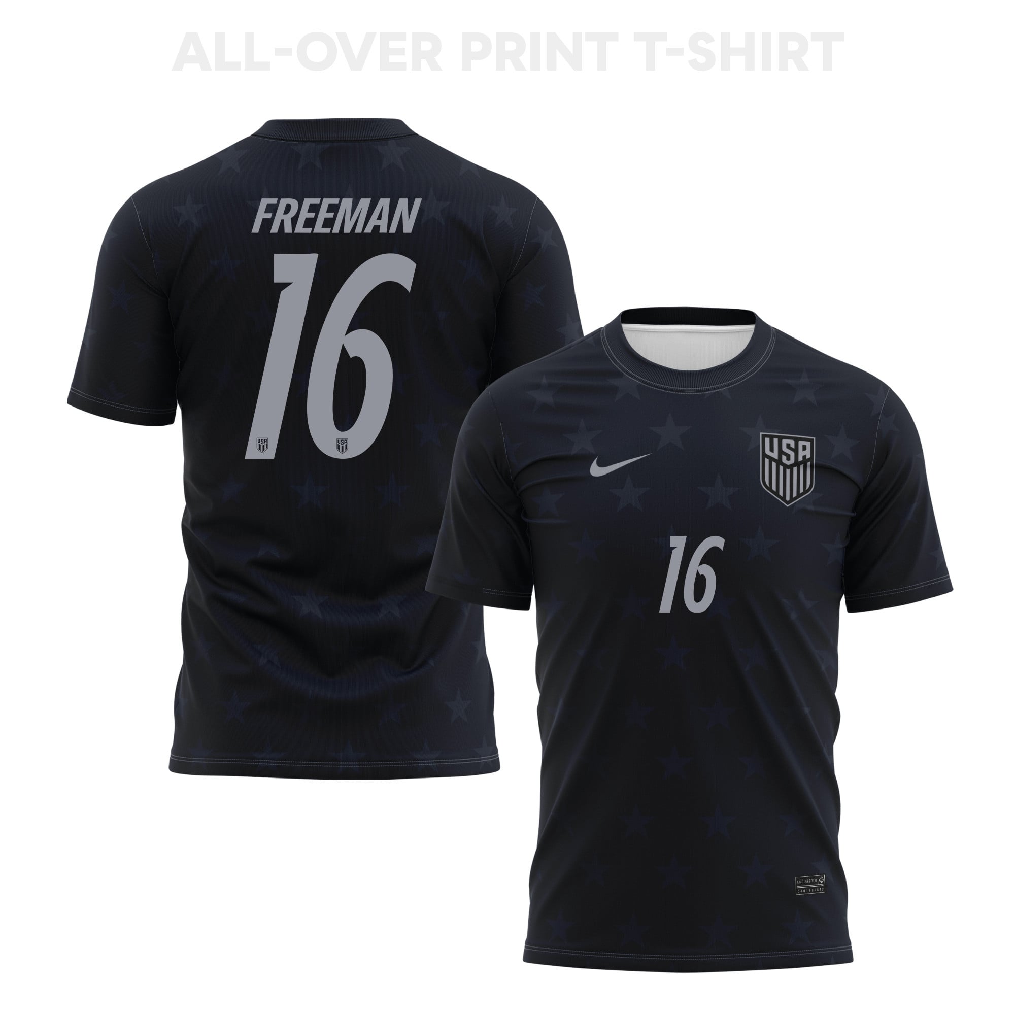 Alex Freeman 16 USMNT 2026 Away 3D T-Shirt Fully Printed – Unisex, Black - Jersey Teams
