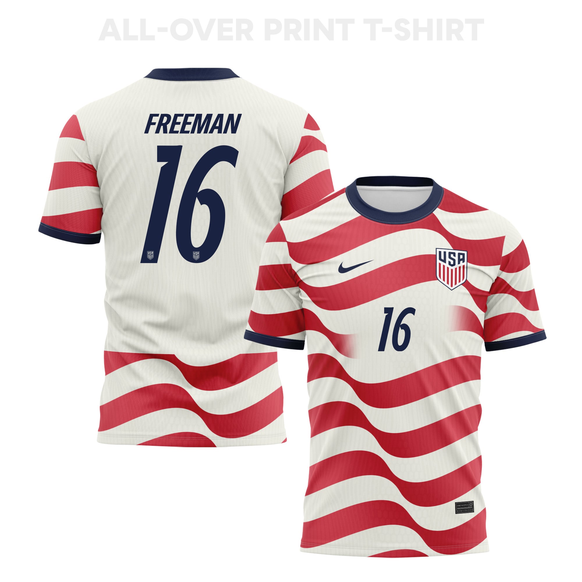 Alex Freeman 16 USMNT 2026 Home 3D T-Shirt Fully Printed – Unisex, White/Red - Jersey Teams