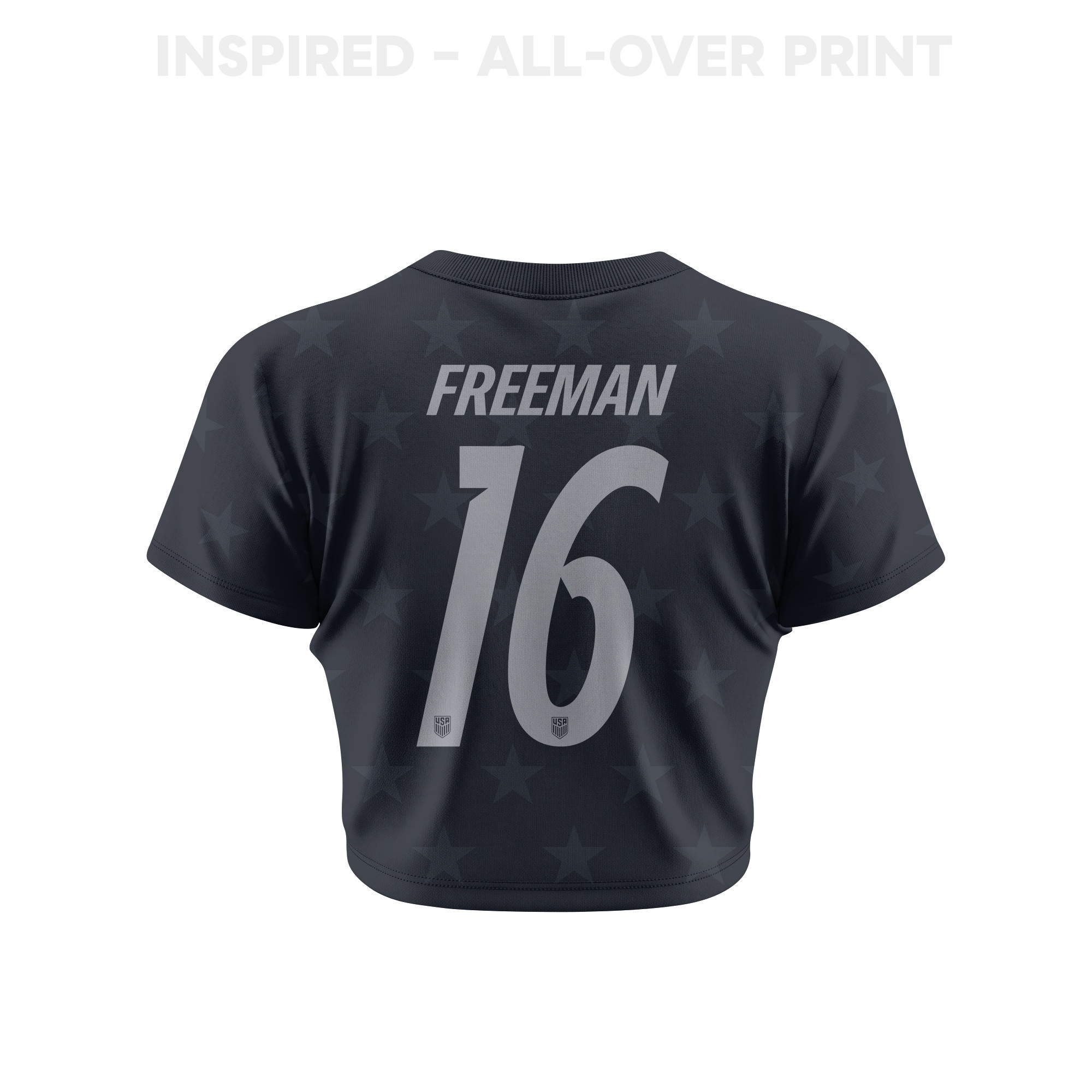 Alex Freeman 16 USMNT 2026 Women's Away All-Over Print Cropped Jersey - Black - Jersey Teams