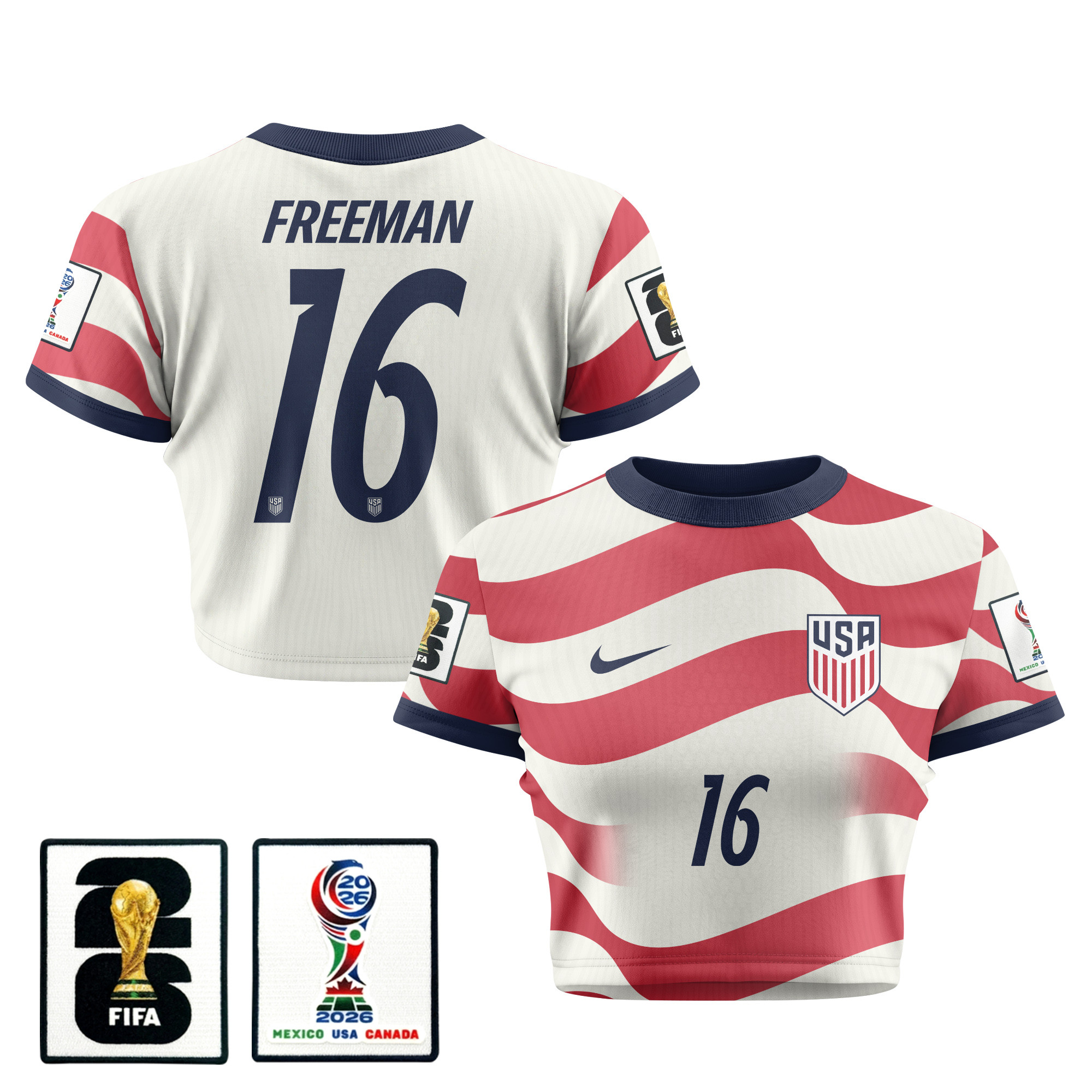 Alex Freeman 16 Women's USMNT 2026 Home All-Over Print Cropped Jersey - Jersey Teams