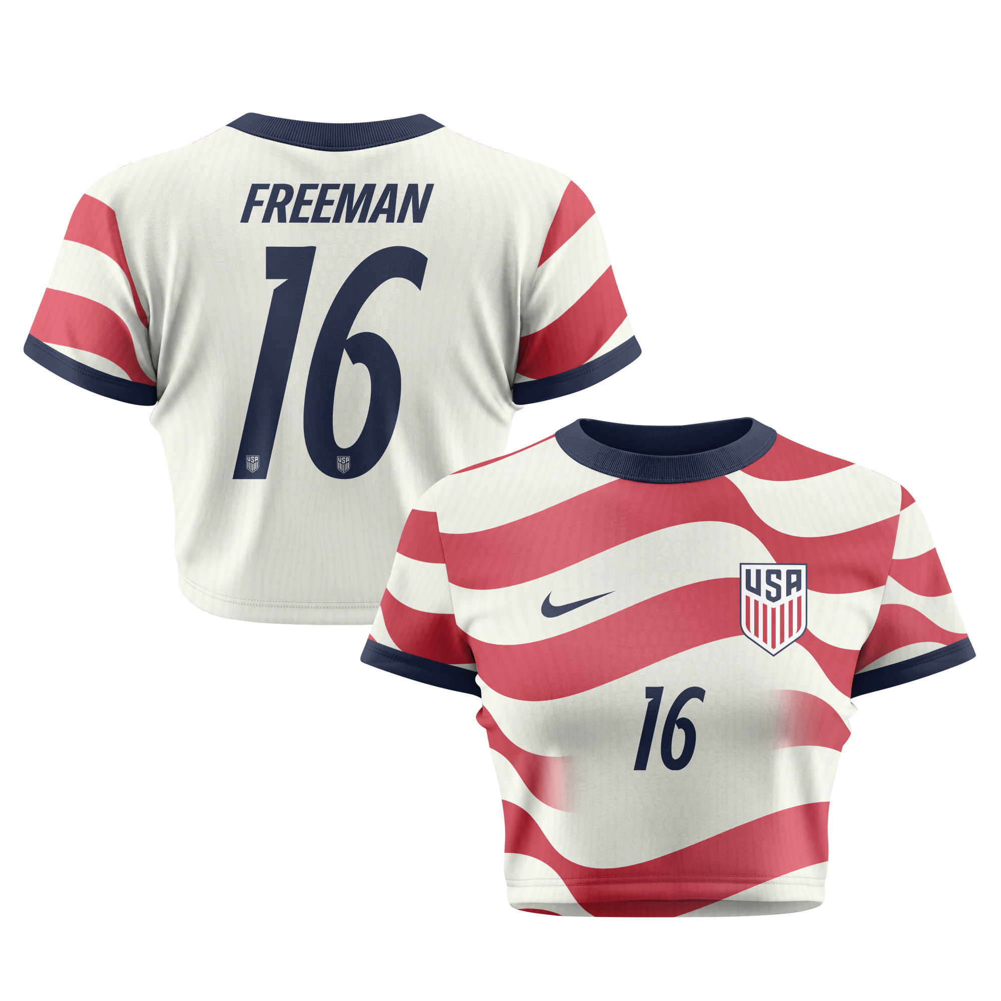 Alex Freeman 16 Women's USMNT 2026 Home All-Over Print Cropped Jersey - Jersey Teams