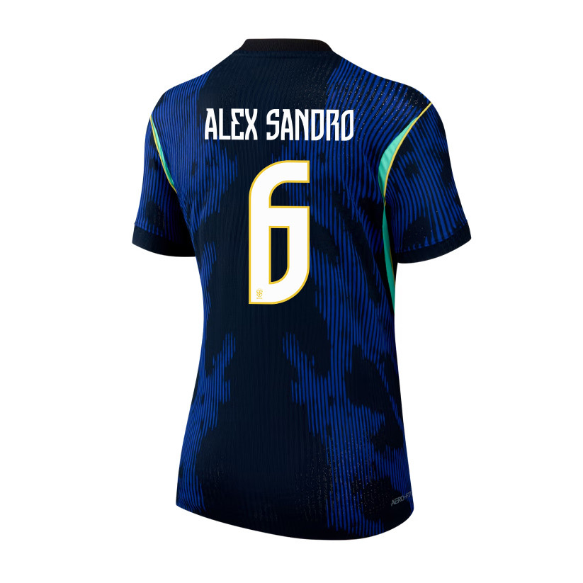 Alex Sandro 6 Brazil National Team 2026 Women's Away Jersey - Blue - Jersey Teams