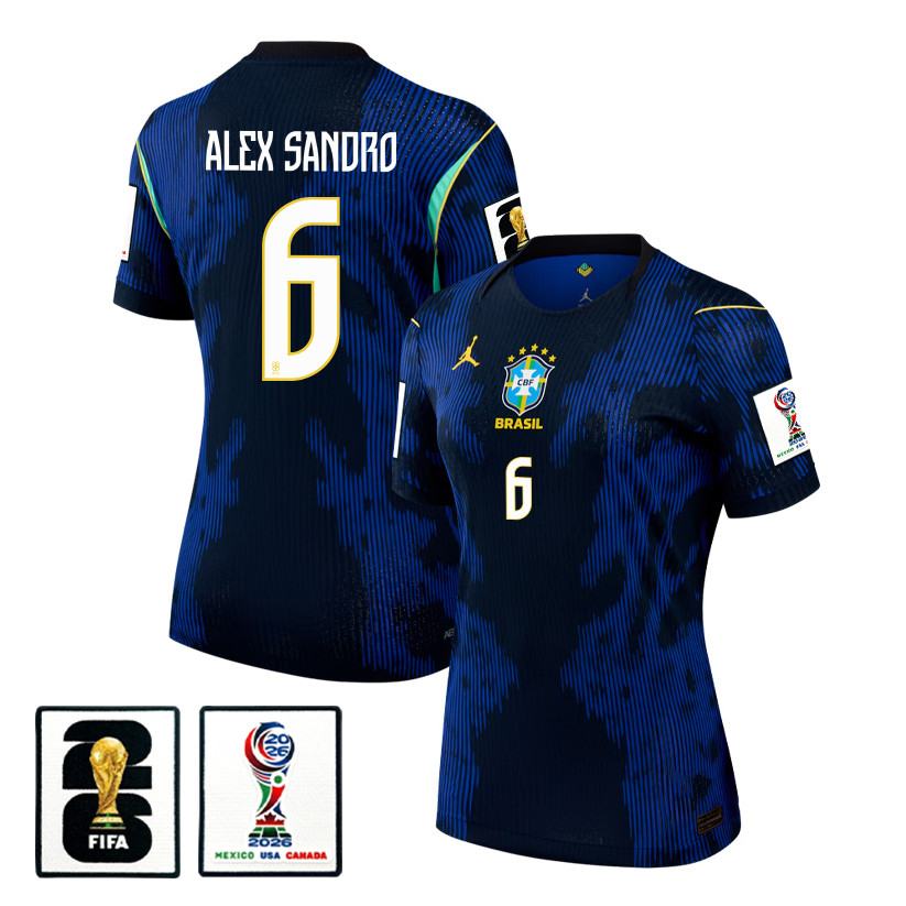 Alex Sandro 6 Brazil National Team 2026 Women’s Away Jersey – Blue – Jersey Teams