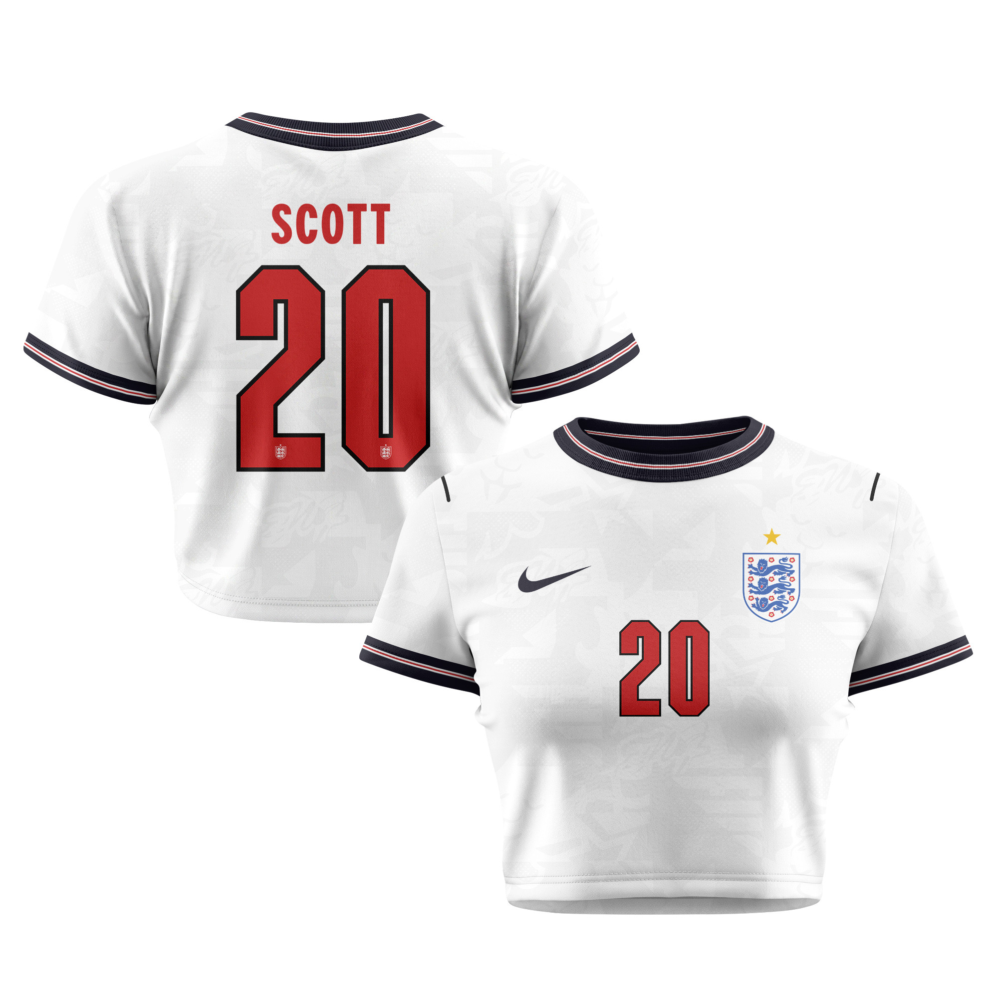 Alex Scott 20 England 2026 Women's Home All-Over Print Cropped Jersey - White - Jersey Teams
