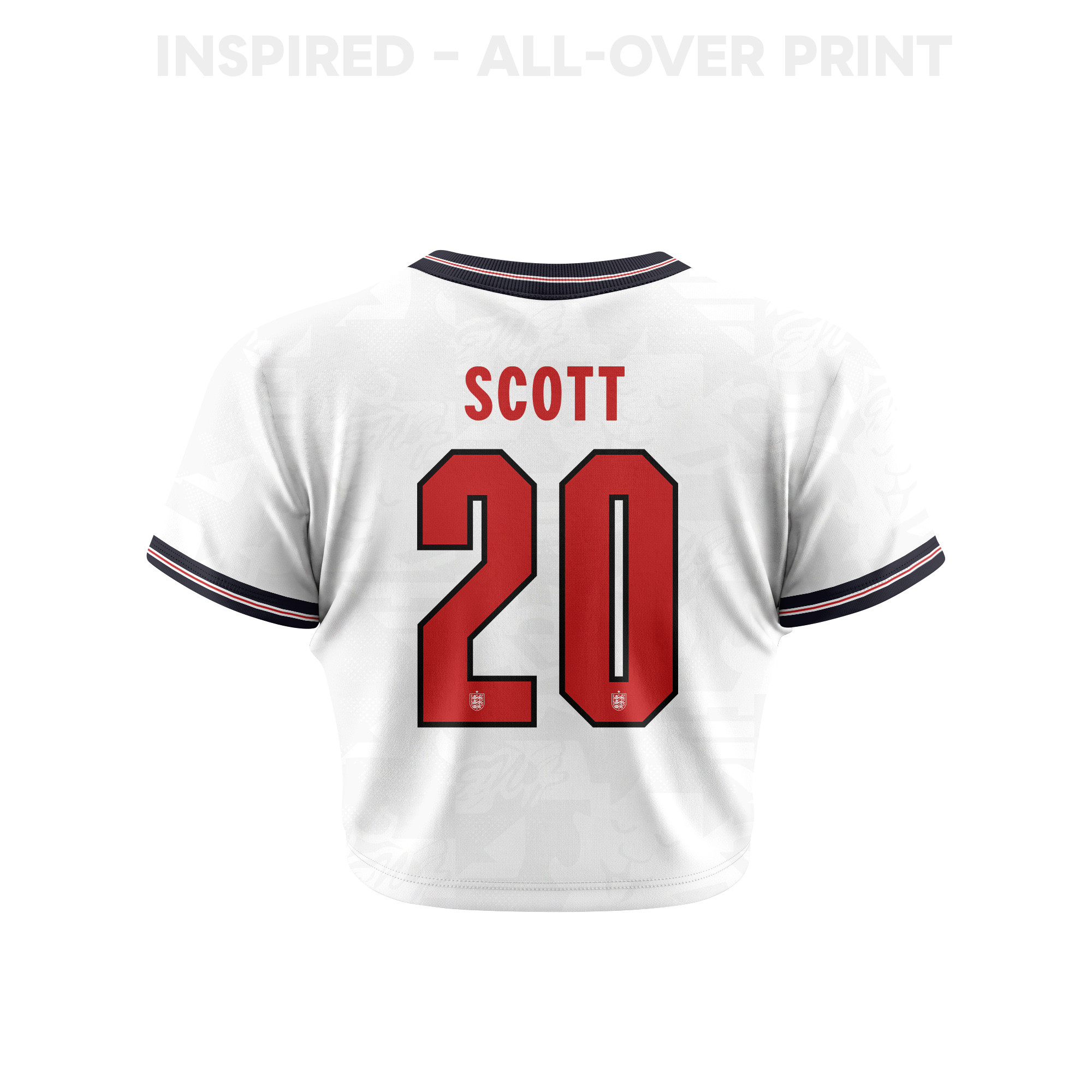 Alex Scott 20 England 2026 Women's Home All-Over Print Cropped Jersey - White - Jersey Teams