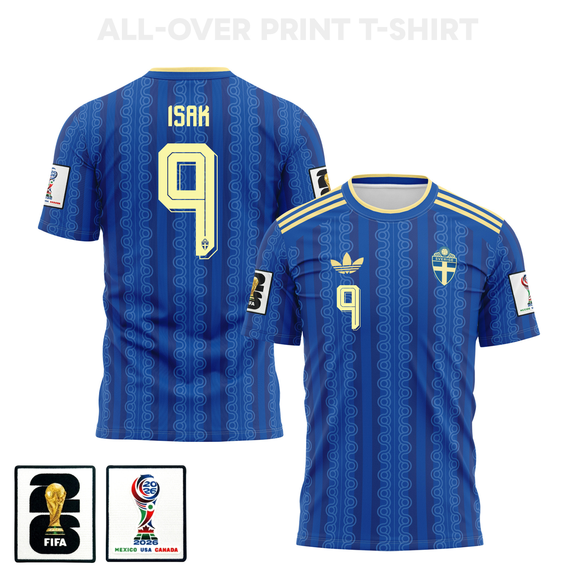 Alexander  Isak 9 Sweden 2026 Away 3D T-Shirt Fully Printed – Unisex, Blue – Jersey Teams