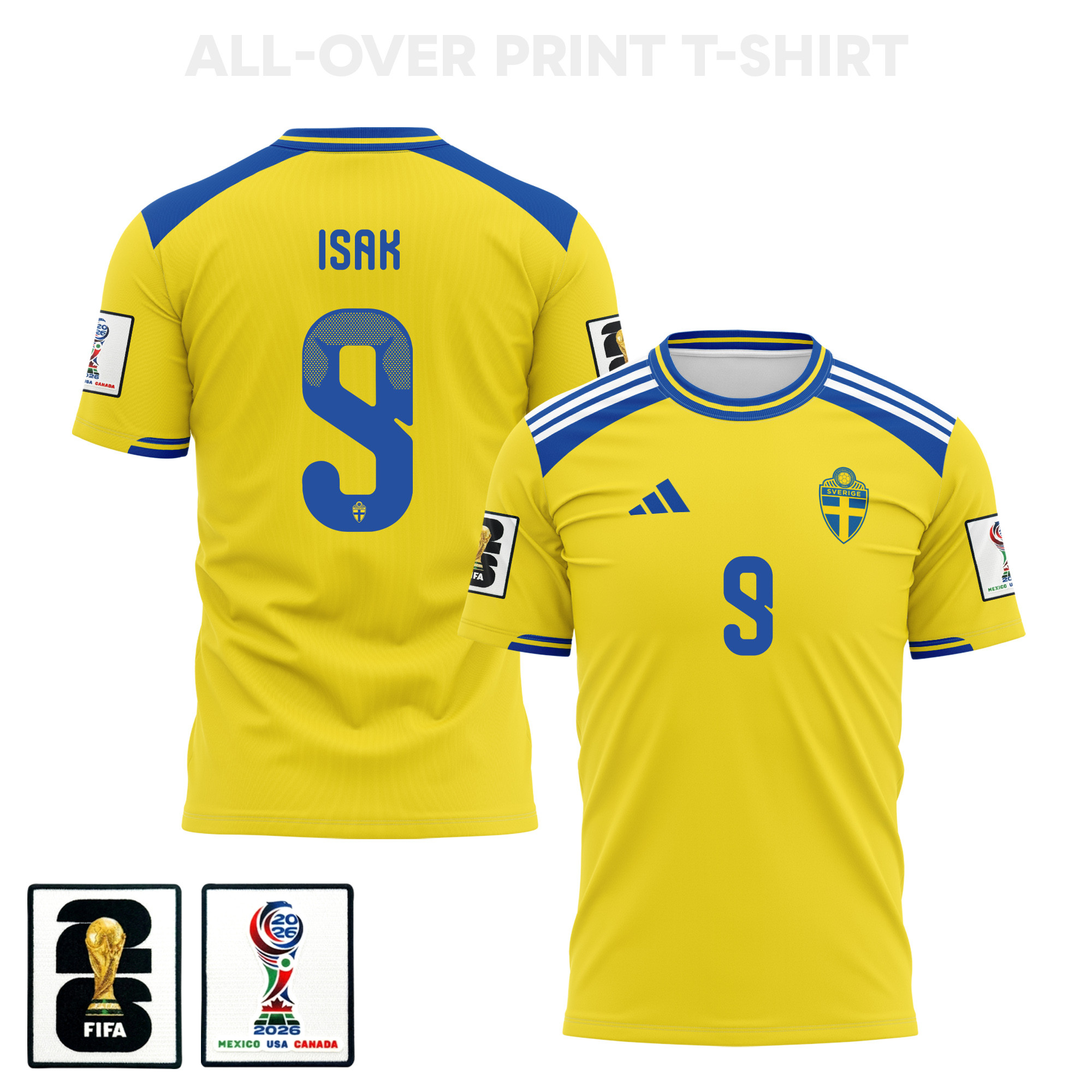 Alexander  Isak 9 Sweden 2026 Home 3D T-Shirt Fully Printed – Unisex, Yellow – Jersey Teams