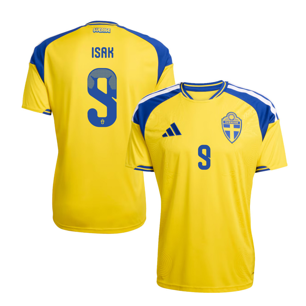 Alexander Isak 9 Sweden National Team 2026 Home Jersey - Yellow, Men - Jersey Teams