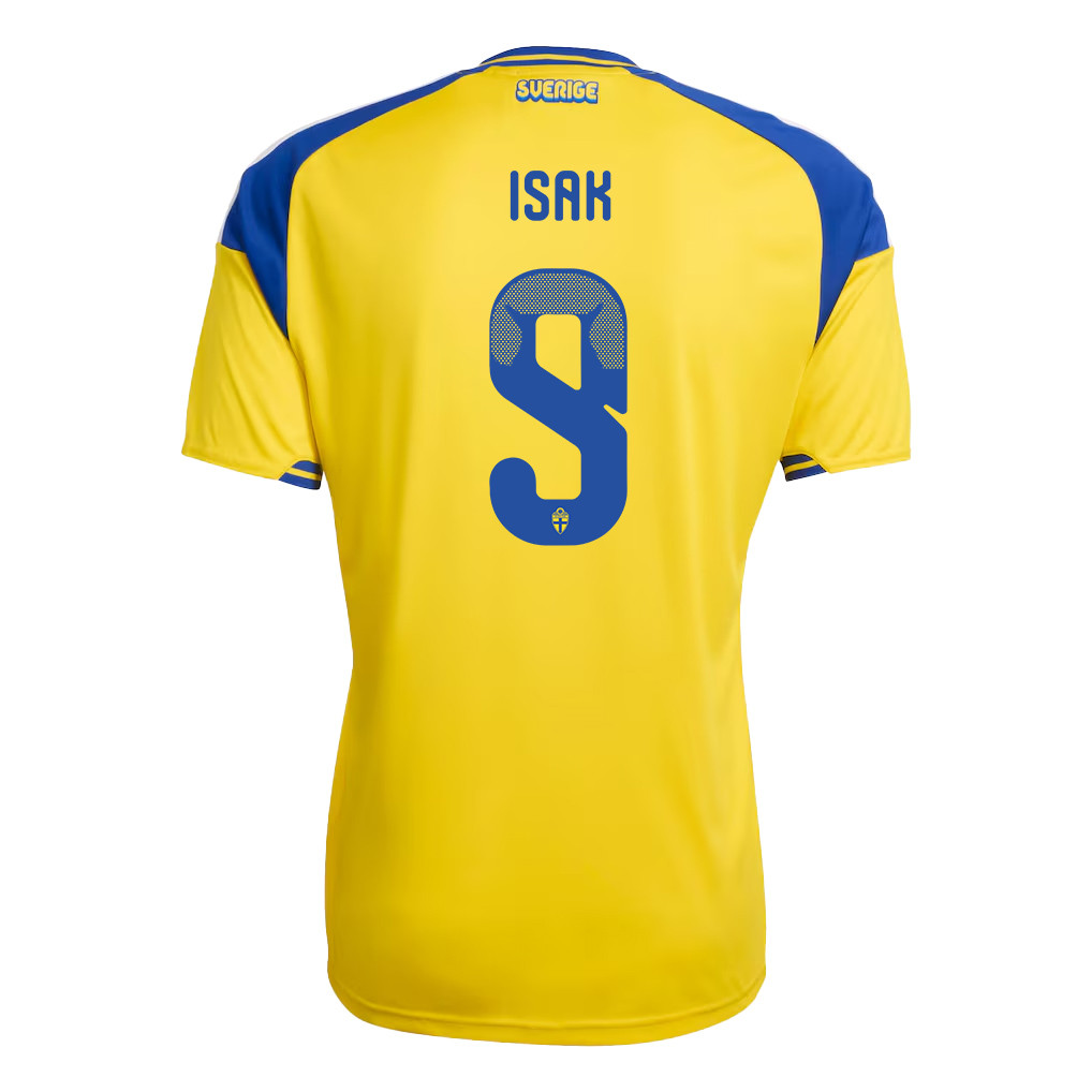 Alexander Isak 9 Sweden National Team 2026 x World Cup Patch Home Jersey - Yellow, Men - Jersey Teams