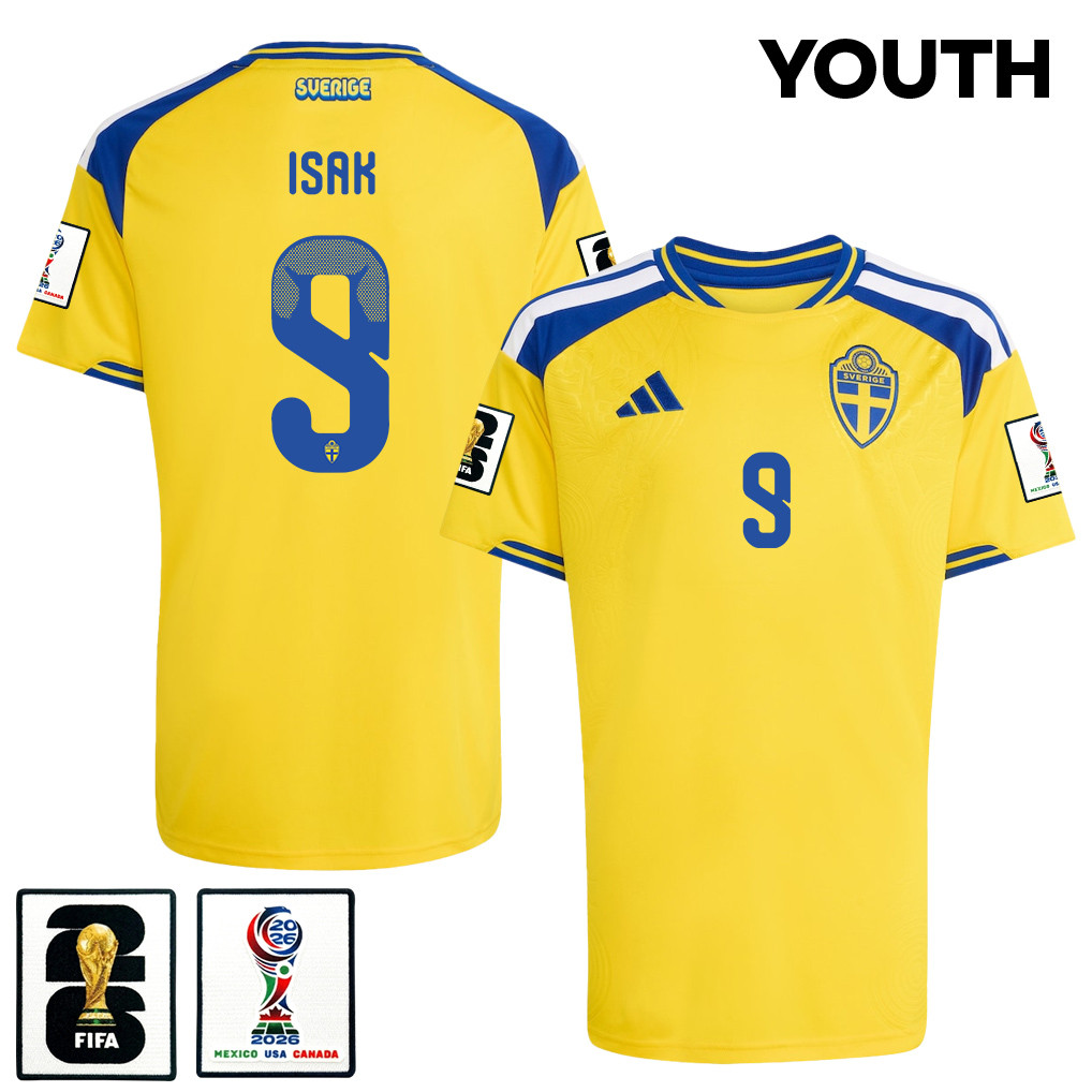 Alexander Isak 9 Youth Sweden National Team 2026 Home Jersey - Yellow - Jersey Teams