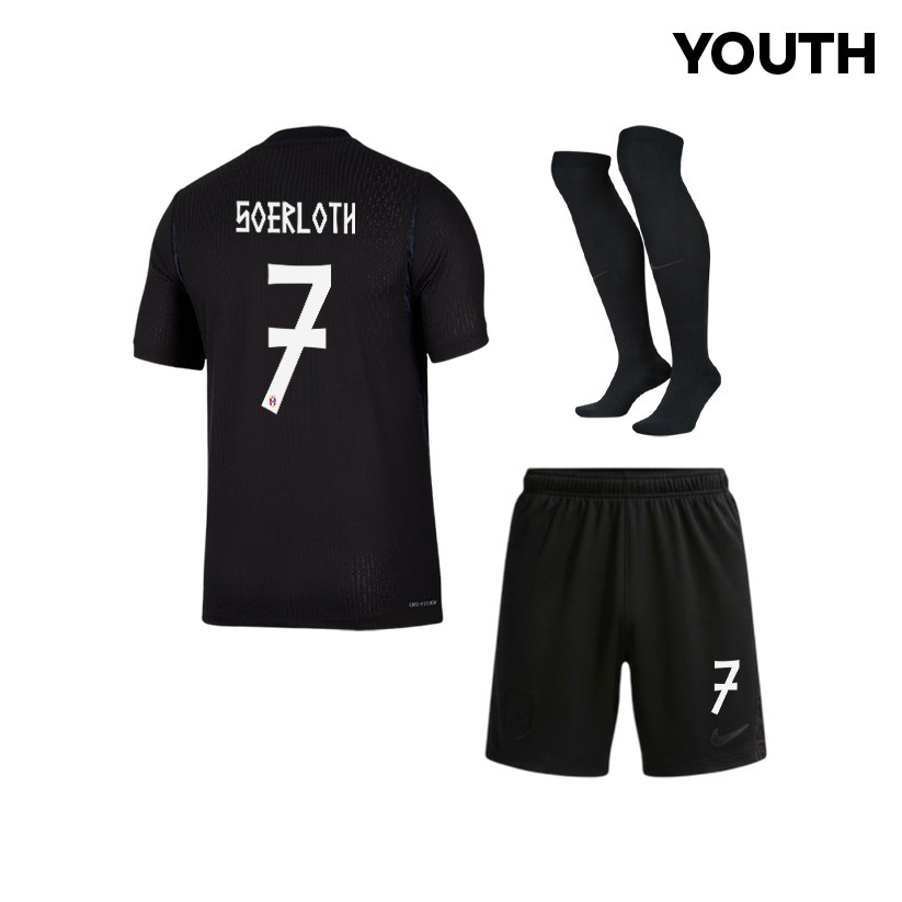 Alexander Soerloth 7 Norway 2026 YOUTH Away Kit Set – Black - Jersey Teams