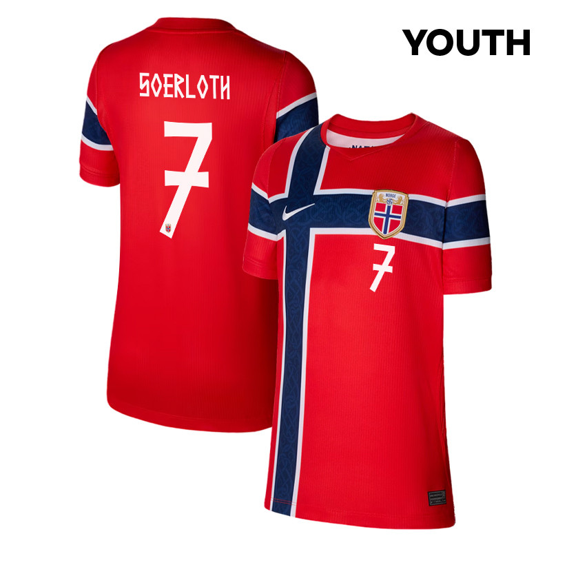 Alexander Soerloth 7 Youth Norway National Team 2026 Home Jersey - Red - Jersey Teams