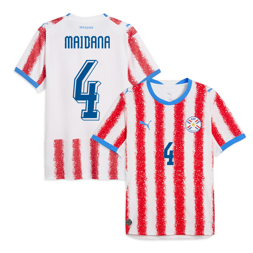 Alexandro Maidana 4 Paraguay National Team 2026 Home Jersey - White/Red, Men - Jersey Teams
