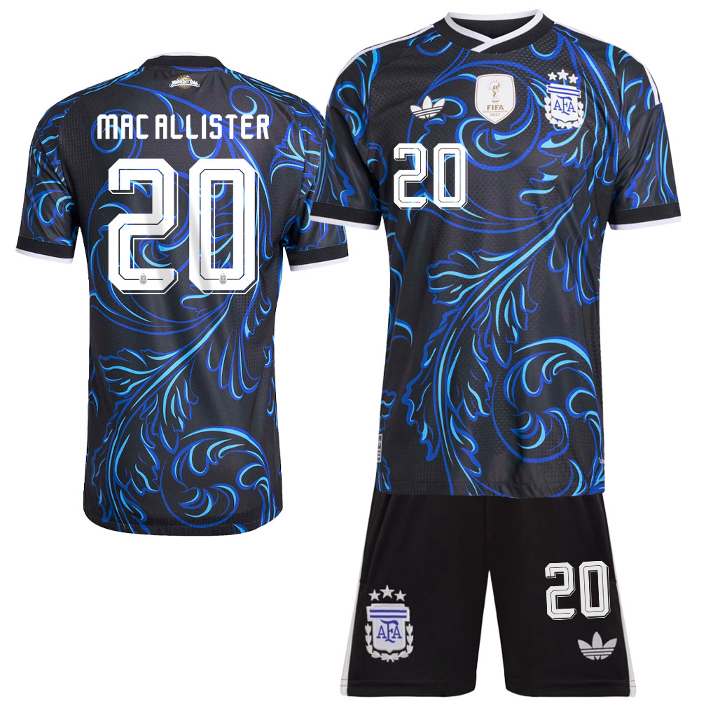 Alexis Mac Allister 20 Argentina 2026 Away Men Jersey & Shorts Set – Black - Jersey Teams