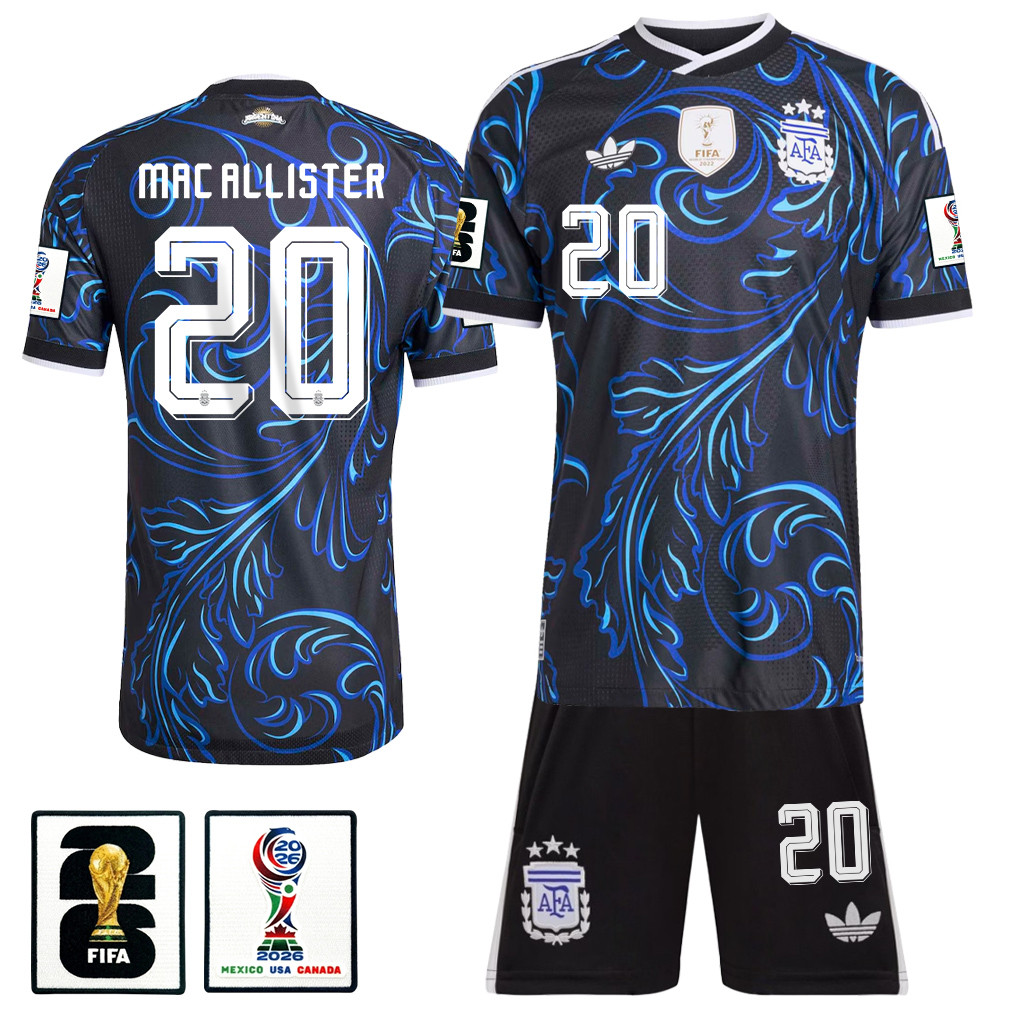 Alexis Mac Allister 20 Argentina 2026 Away Men Jersey & Shorts Set – Black – Jersey Teams