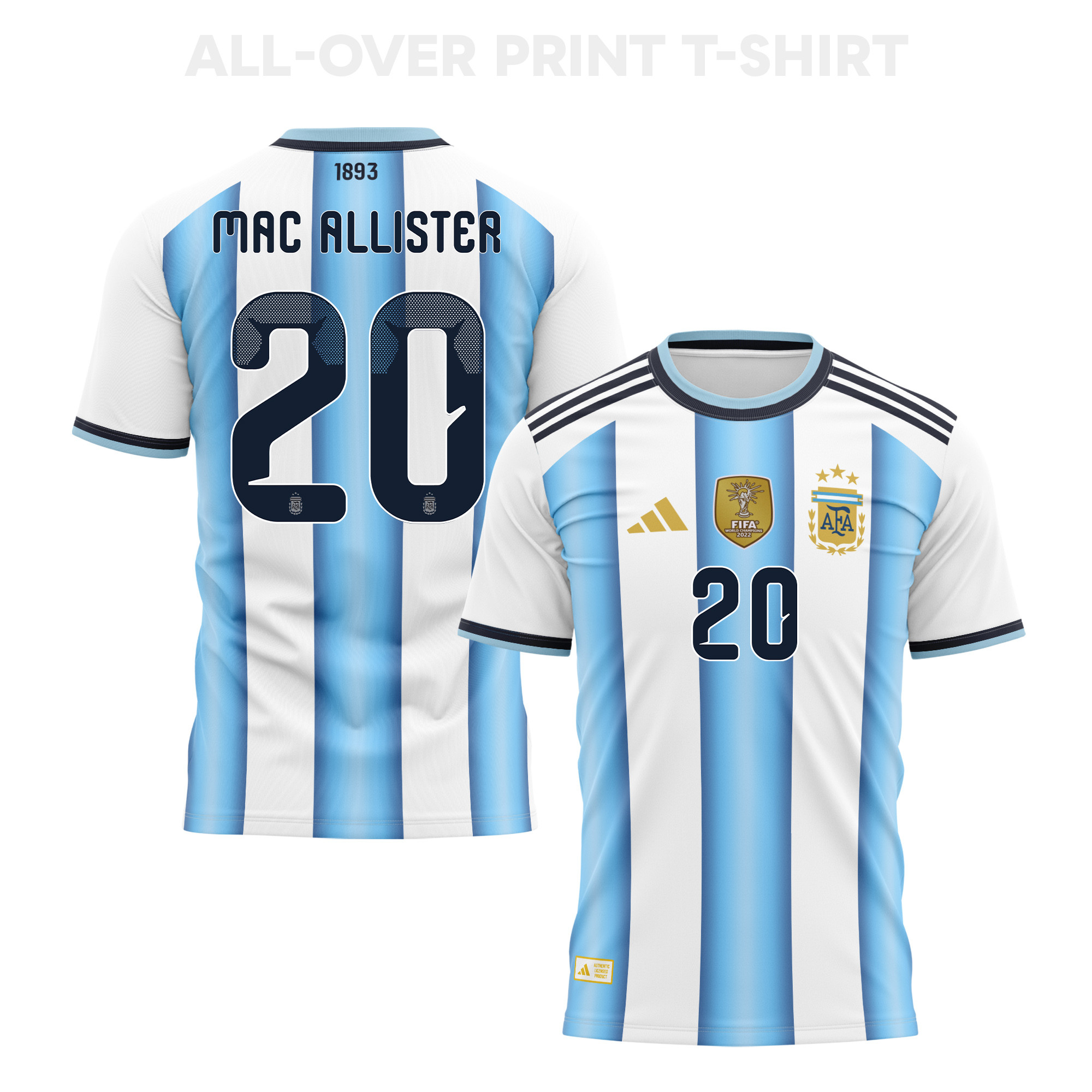 Alexis Mac Allister 20 Argentina 2026 Home 3D T-Shirt Fully Printed – Unisex, White - Jersey Teams