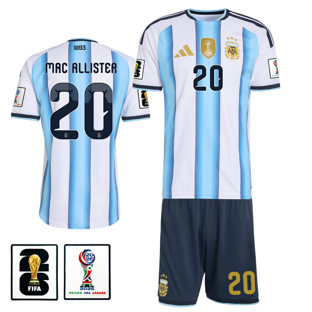 Alexis Mac Allister 20 Argentina 2026 Home Men Jersey & Shorts Set – White – Jersey Teams