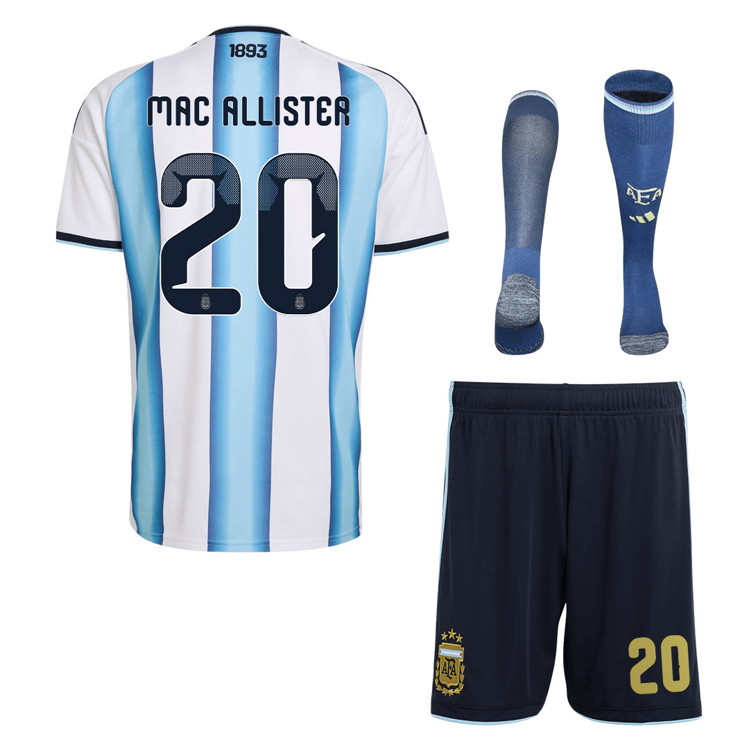 Alexis Mac Allister 20 Argentina 2026 Home Men Kit Set – White - Jersey Teams