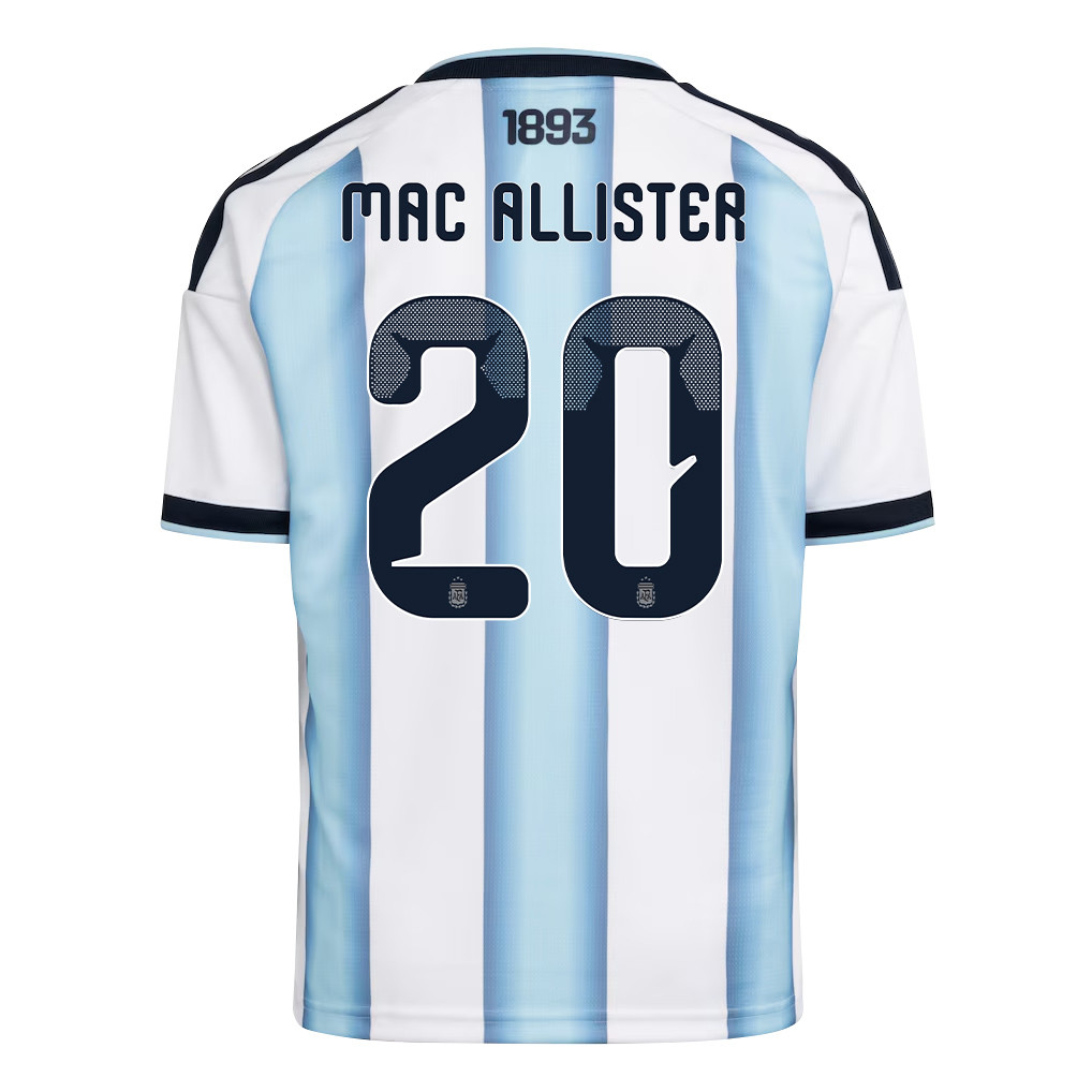 Alexis Mac Allister 20 Youth Argentina National Team 2026 Home Jersey - White - Jersey Teams