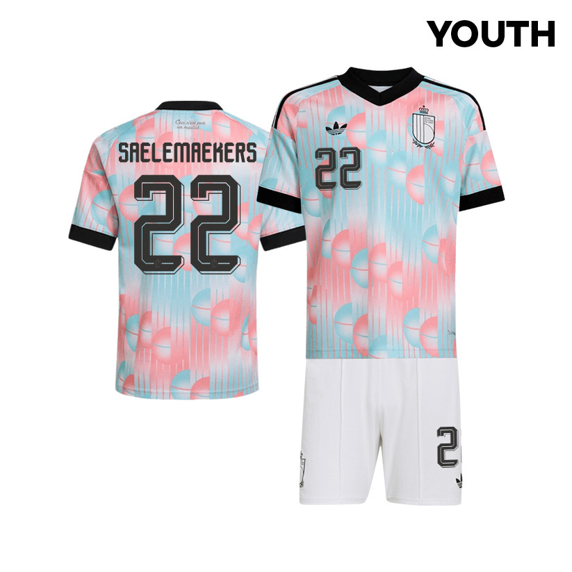 Alexis Saelemaekers 22 Belgium 2026 YOUTH Away Jersey & Shorts Set - Light Blue - Jersey Teams