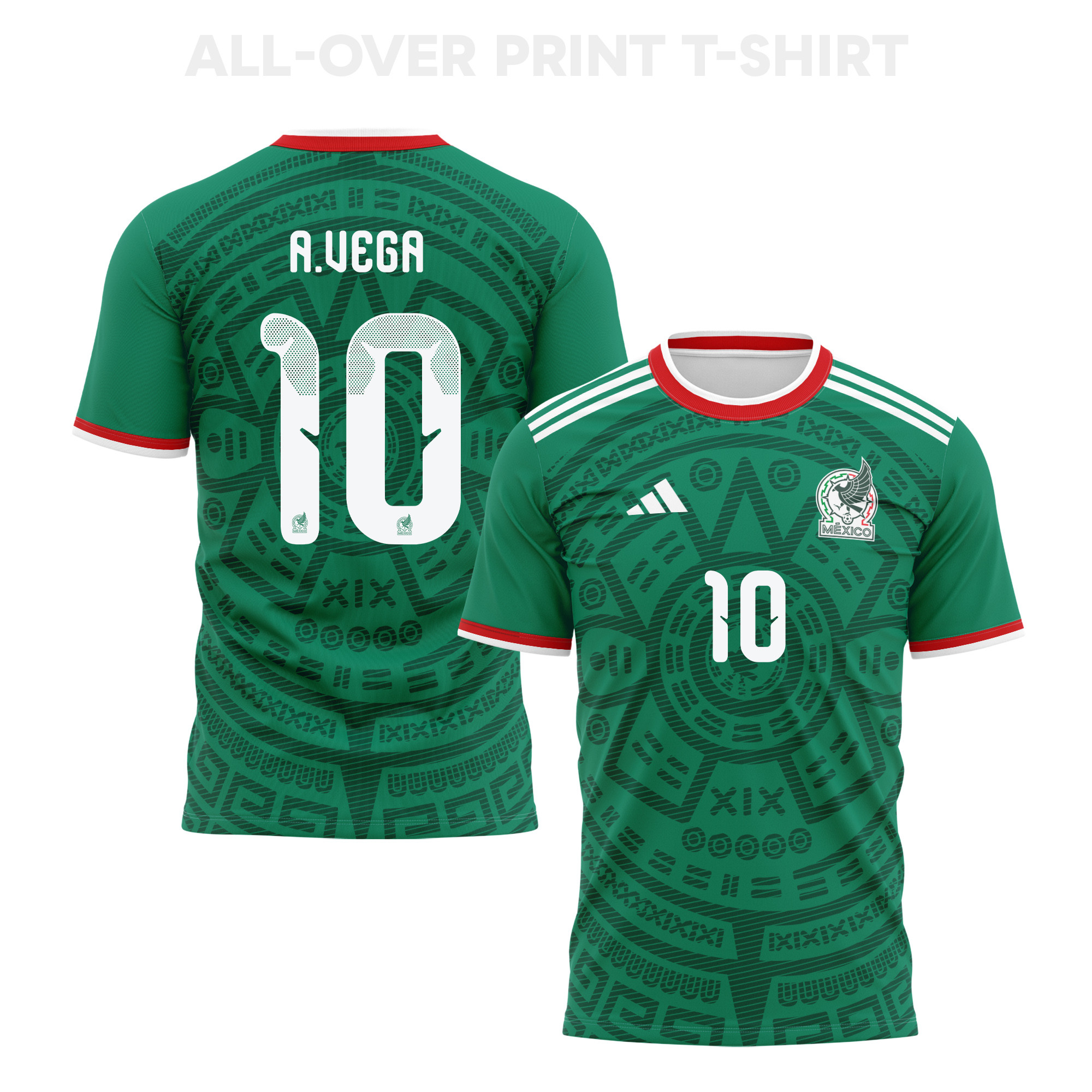 Alexis Vega 10 Mexico 2026 Home 3D T-Shirt Fully Printed – Unisex, Green - Jersey Teams