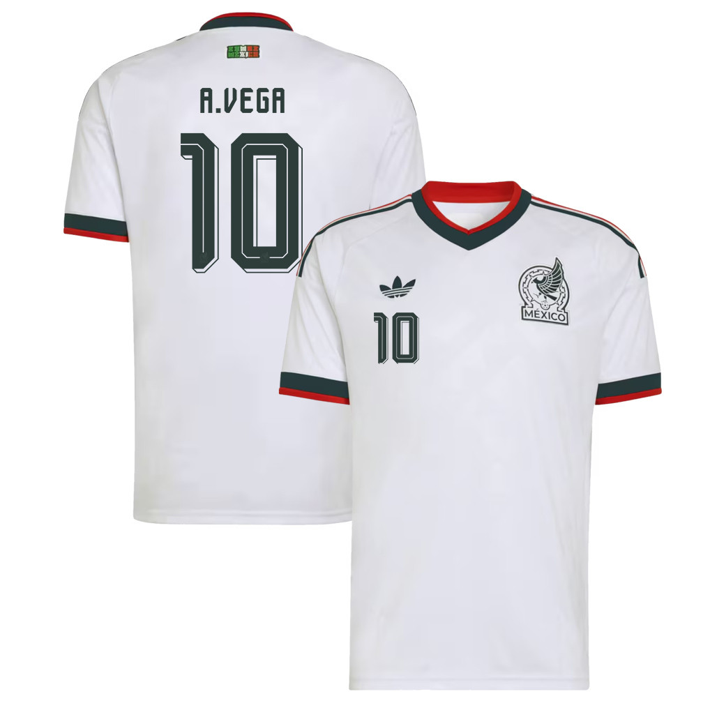 Alexis Vega 10 Mexico National Team 2026 Away Jersey - White, Men - Jersey Teams