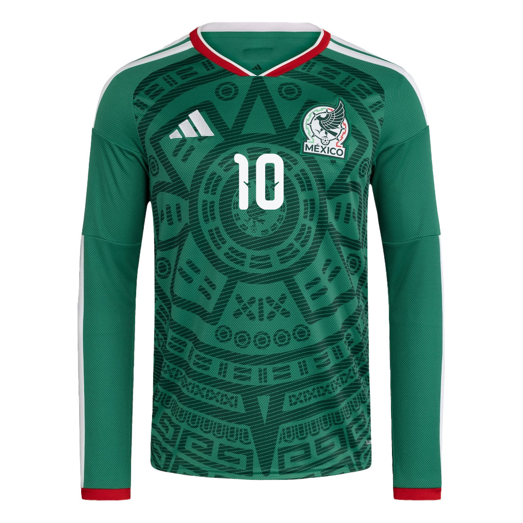 Alexis Vega 10 Mexico National Team 2026 Home Long Sleeve Jersey - Green - Jersey Teams