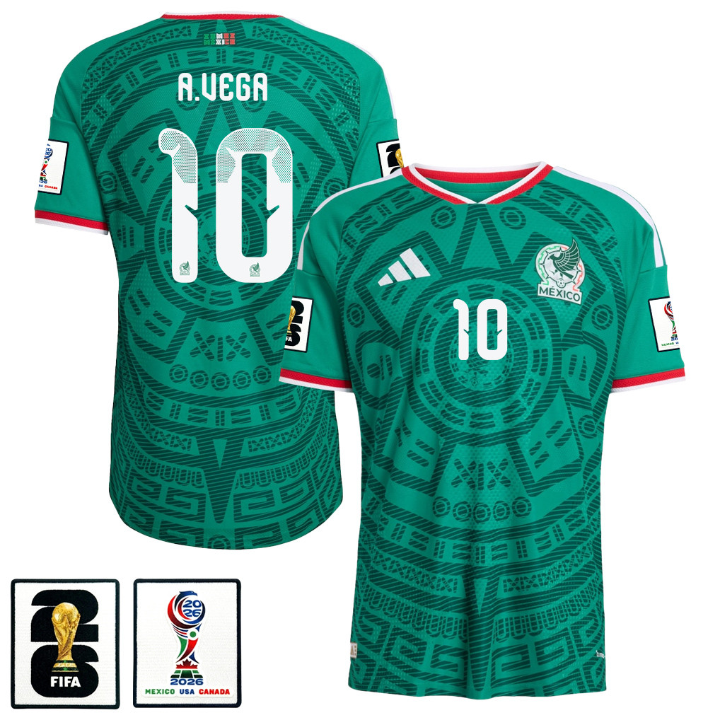 Alexis Vega 10 Mexico National Team 2026 x World Cup Patch Home Jersey - Green, Men - Jersey Teams