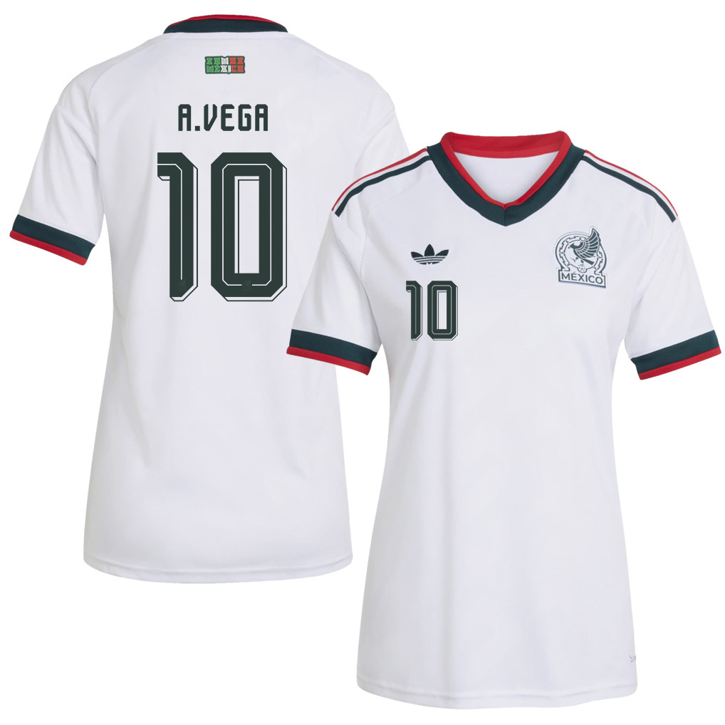 Alexis Vega 10 Women's Mexico National Team 2026 Away Jersey - White - Jersey Teams