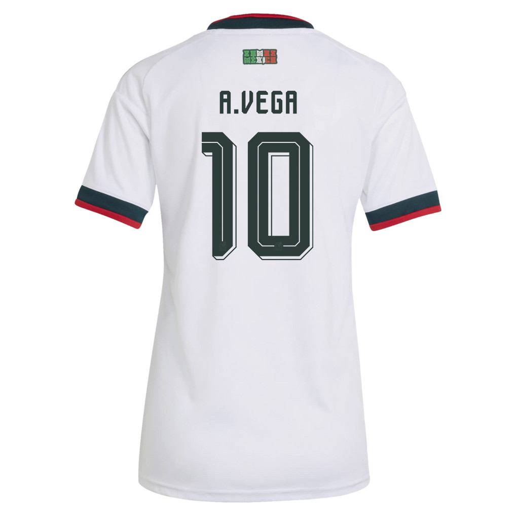 Alexis Vega 10 Women's Mexico National Team 2026 Away Jersey - White - Jersey Teams