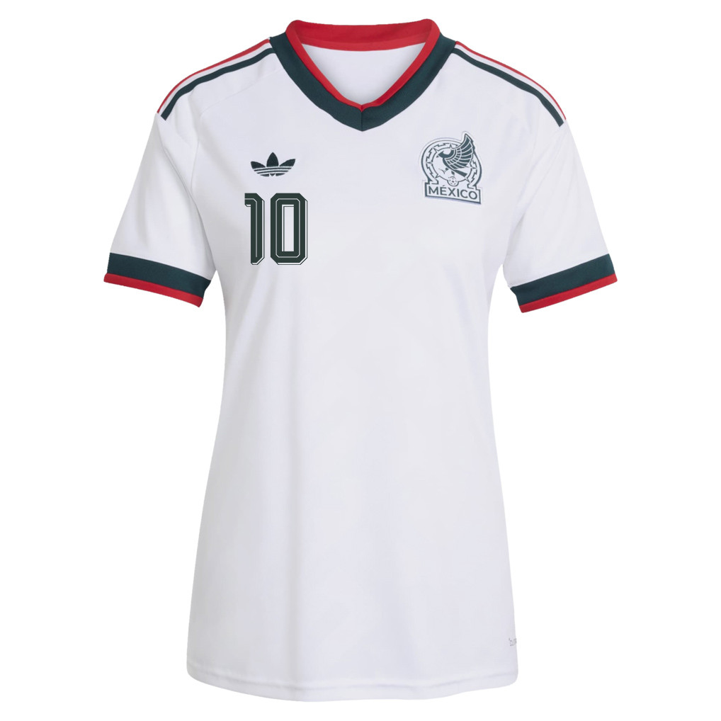Alexis Vega 10 Women's Mexico National Team 2026 Away Jersey - White - Jersey Teams