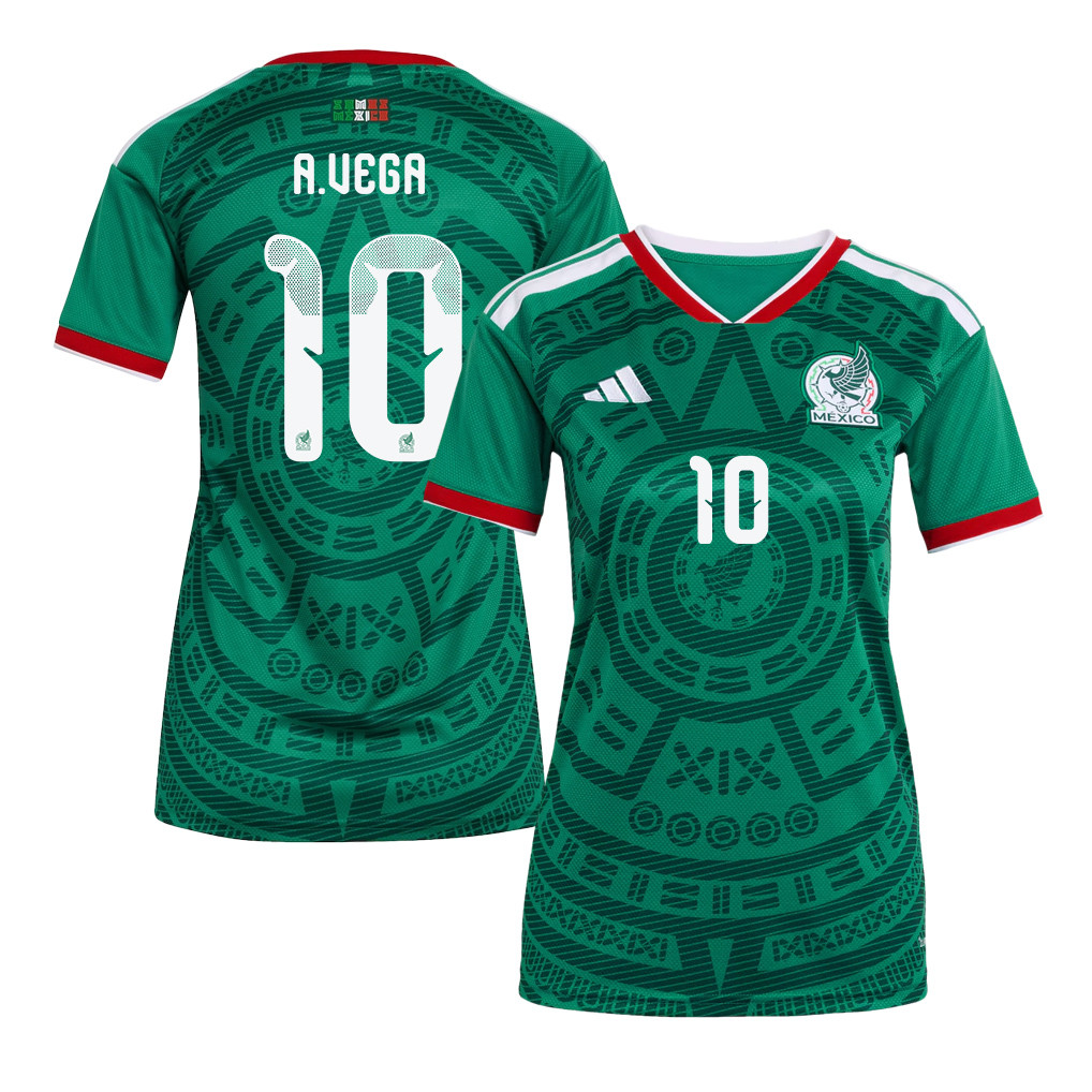Alexis Vega 10 Women's Mexico National Team 2026 Home Jersey - Green - Jersey Teams