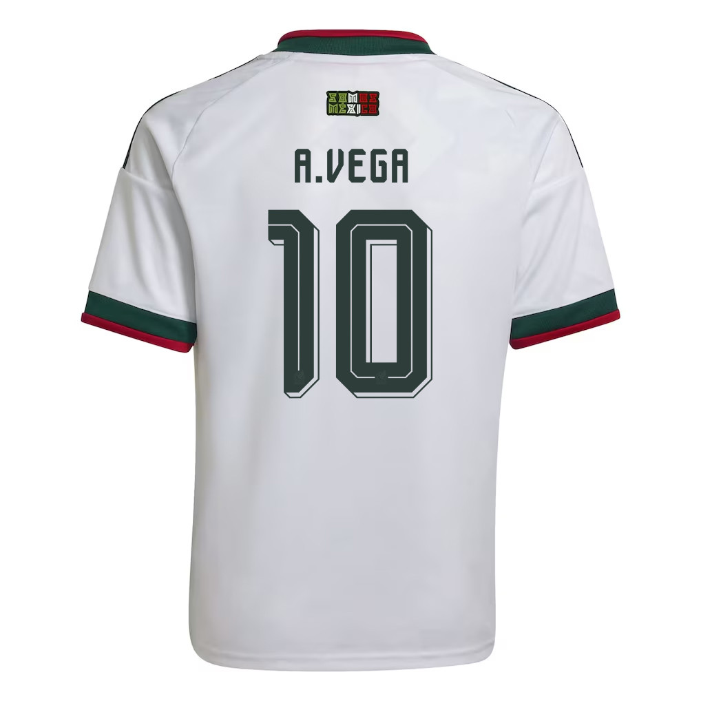 Alexis Vega 10 Youth Mexico National Team 2026 Away Jersey - White - Jersey Teams