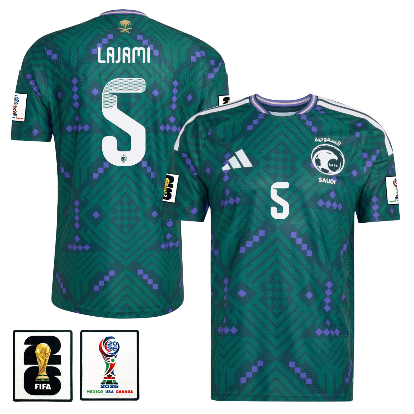 Ali Lajami 5 Saudi Arabia National Team 2026 Home Jersey - Green, Men - Jersey Teams