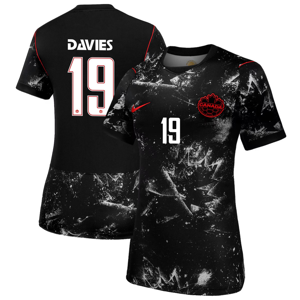 Alphonso Davies 19 Women's Canada National Team 2026 Away Jersey - Black - Jersey Teams