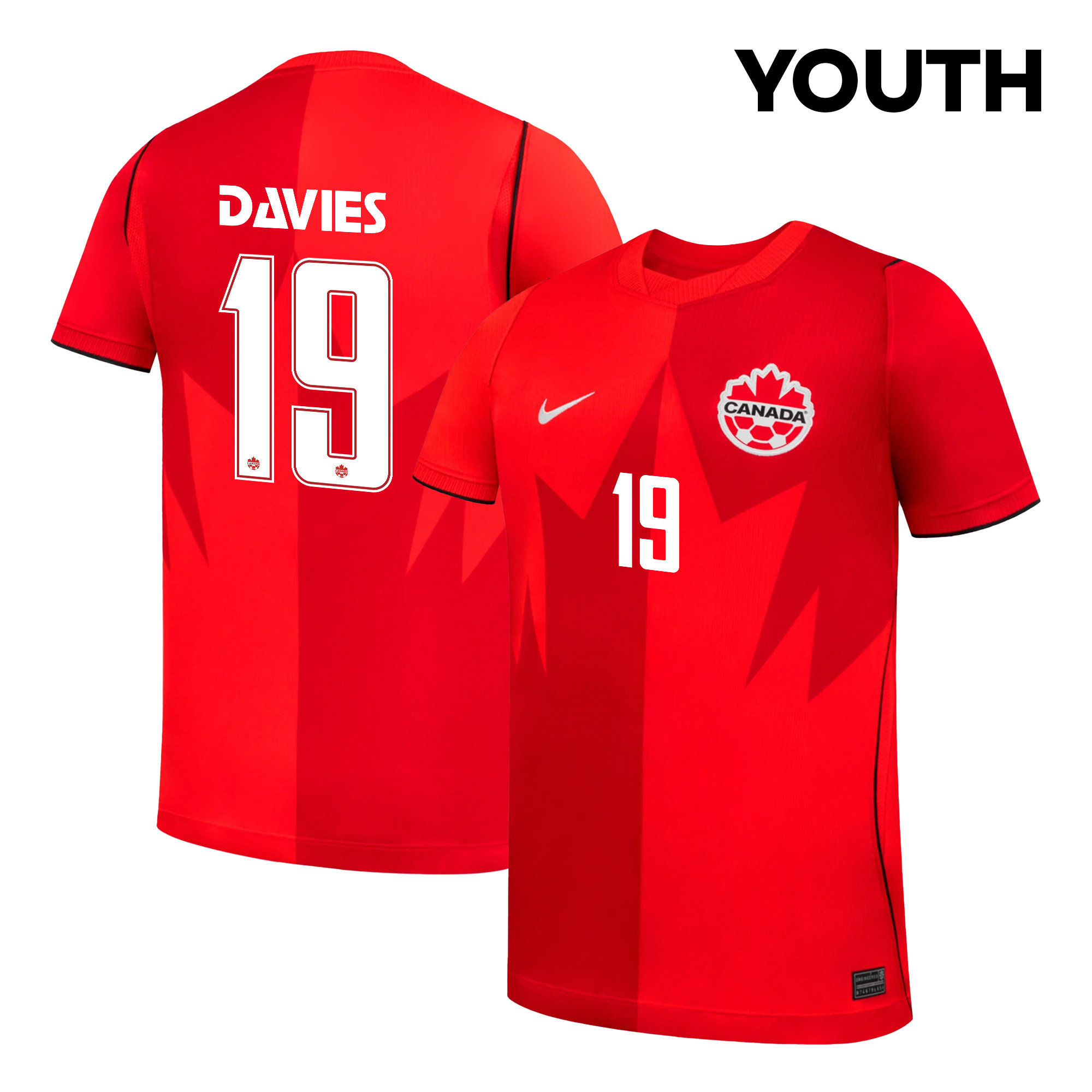 Alphonso Davies 19 Youth Canada National Team 2026 Home Jersey - Red - Jersey Teams