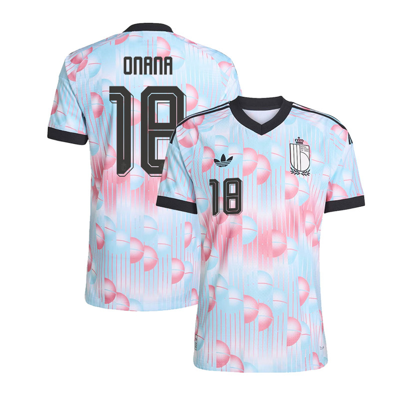 Amadou Onana 18 Belgium National Team 2026 Away Jersey - Light Blue, Men - Jersey Teams