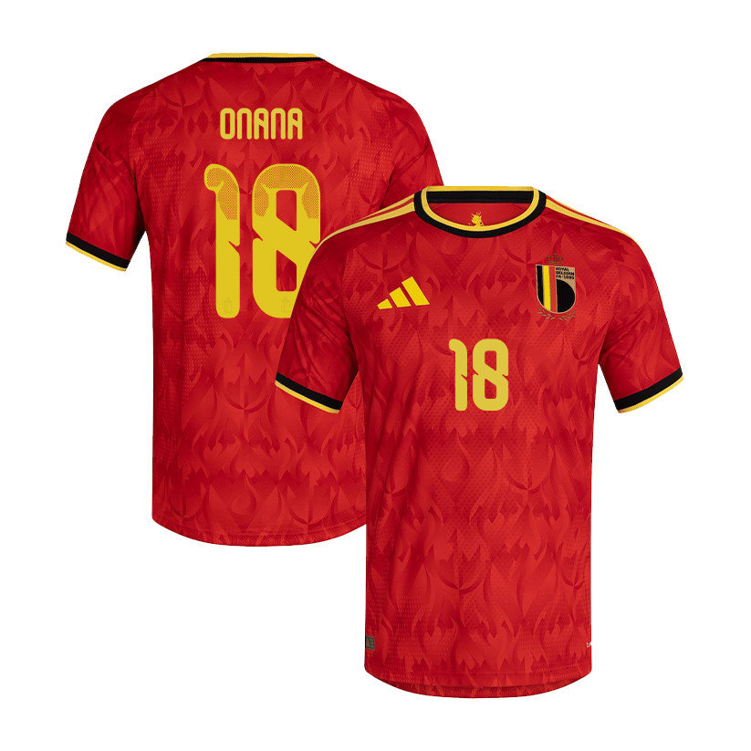 Amadou Onana 18 Belgium National Team 2026 Home Jersey - Red, Men - Jersey Teams