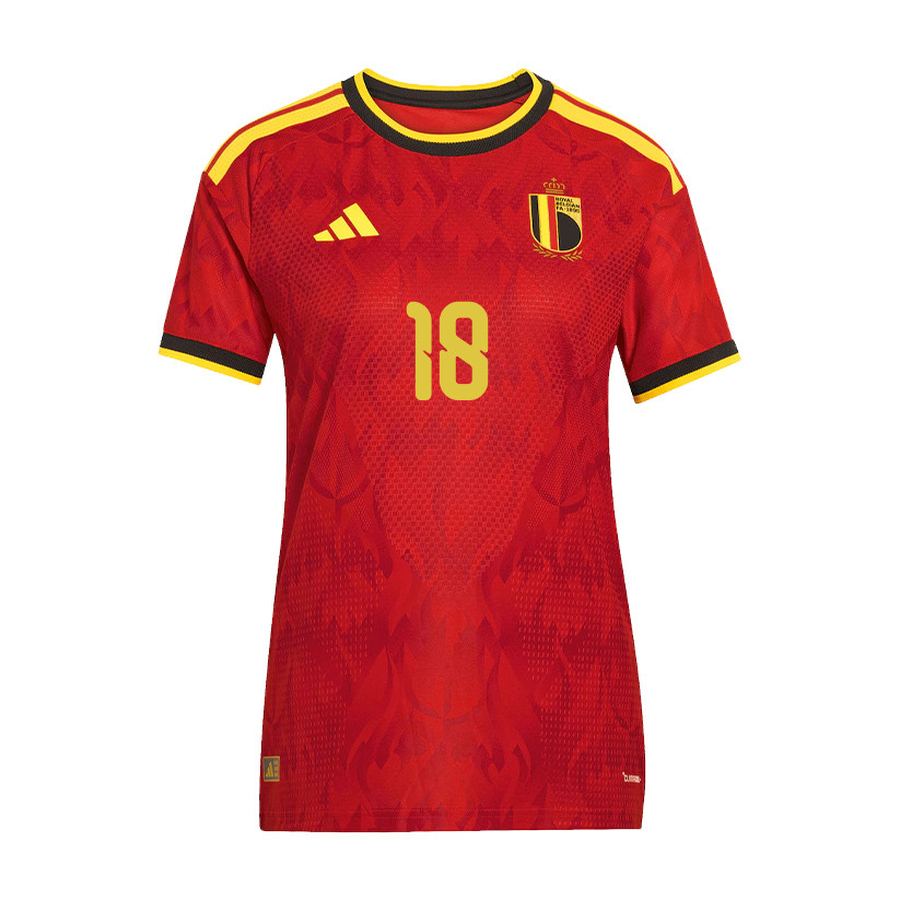 Amadou Onana 18 Women's Belgium National Team 2026 Home Jersey - Red - Jersey Teams